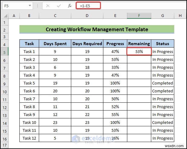 Xây dựng mẫu quản lý quy trình làm việc Excel trong 6 bước đơn giản 