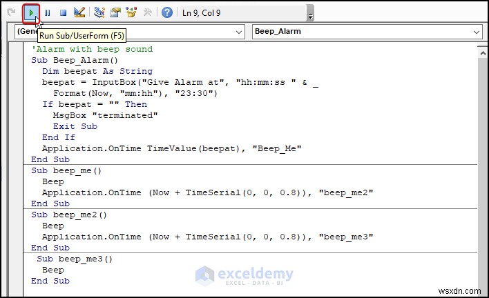 Đặt đồng hồ báo thức trong Excel:3 phương pháp đơn giản, đáng tin cậy 