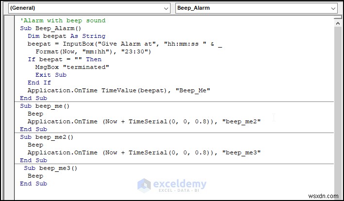 Đặt đồng hồ báo thức trong Excel:3 phương pháp đơn giản, đáng tin cậy 