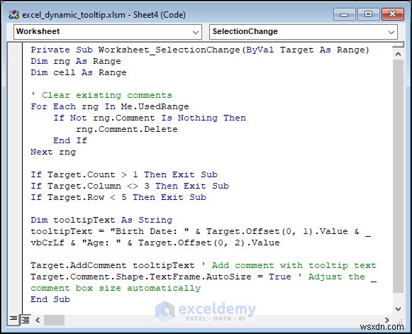 Xây dựng chú giải công cụ động trong Excel:Hướng dẫn từng bước