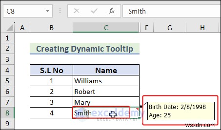 Xây dựng chú giải công cụ động trong Excel:Hướng dẫn từng bước
