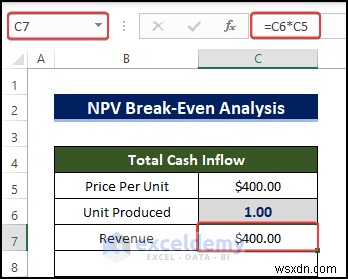 Phân tích hòa vốn NPV chính trong Excel:Hướng dẫn từng bước nhanh chóng 