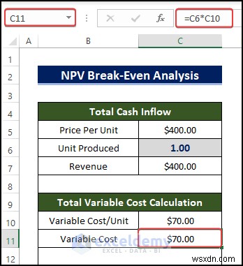 Phân tích hòa vốn NPV chính trong Excel:Hướng dẫn từng bước nhanh chóng 