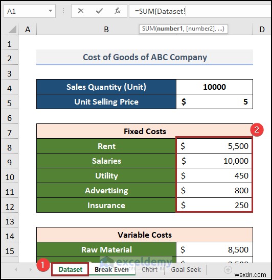 Tạo biểu đồ phân tích hòa vốn trong Excel:Hướng dẫn từng bước 