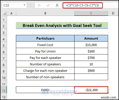 Tìm kiếm mục tiêu Excel:Phân tích hòa vốn nhanh chóng