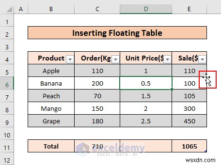 Thêm bảng nổi trong Excel:2 kỹ thuật nhanh chóng, đã được chứng minh 