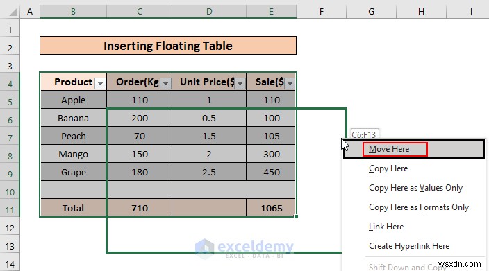 Thêm bảng nổi trong Excel:2 kỹ thuật nhanh chóng, đã được chứng minh 