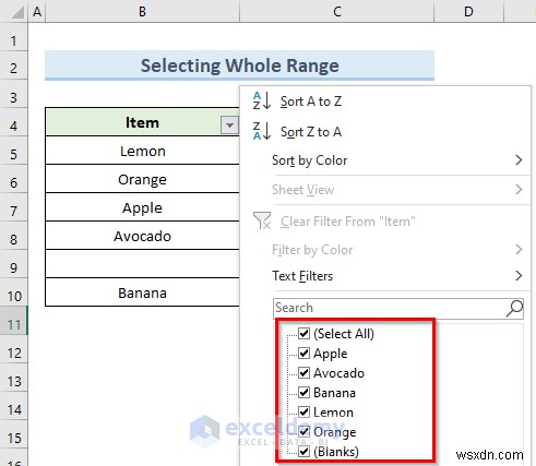 Khắc phục lỗi bộ lọc Excel dừng ở hàng trống – 4 giải pháp nhanh 