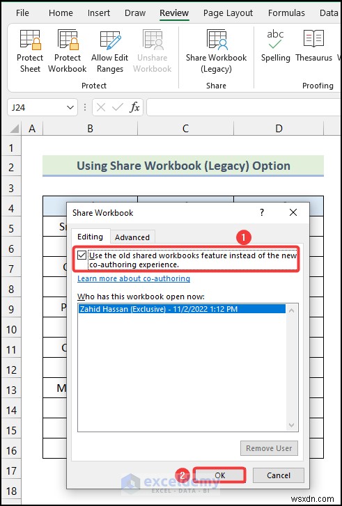 Khắc phục tùy chọn sổ làm việc không chia sẻ màu xám trong Excel – Giải pháp nhanh chóng và dễ dàng 