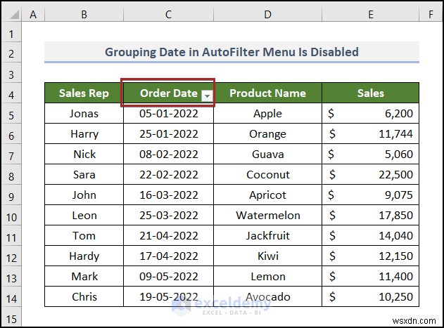 Cách khắc phục sự cố bộ lọc ngày của Excel trong báo cáo doanh số bán hàng tạp hóa 