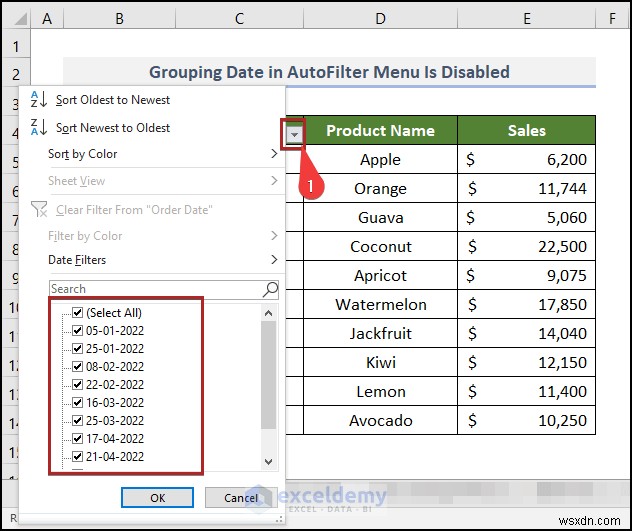 Cách khắc phục sự cố bộ lọc ngày của Excel trong báo cáo doanh số bán hàng tạp hóa 