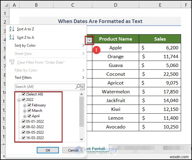 Cách khắc phục sự cố bộ lọc ngày của Excel trong báo cáo doanh số bán hàng tạp hóa 
