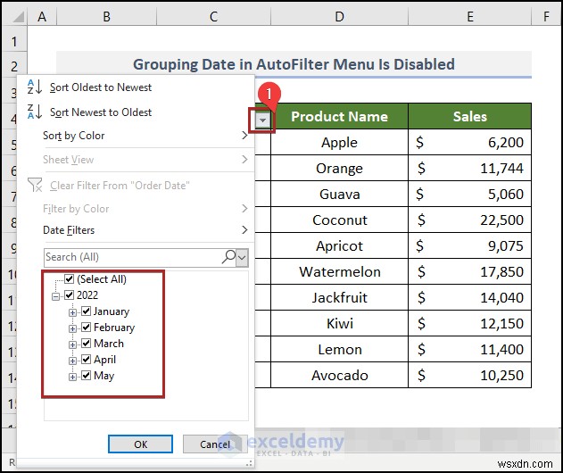 Cách khắc phục sự cố bộ lọc ngày của Excel trong báo cáo doanh số bán hàng tạp hóa 