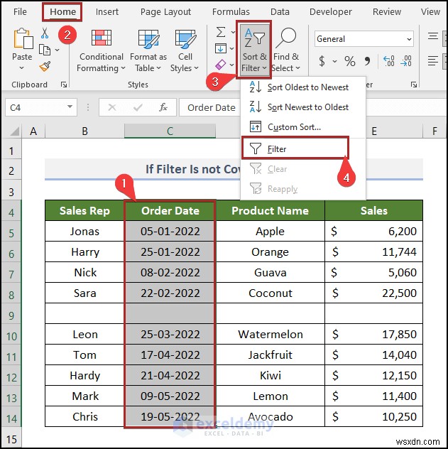 Cách khắc phục sự cố bộ lọc ngày của Excel trong báo cáo doanh số bán hàng tạp hóa 