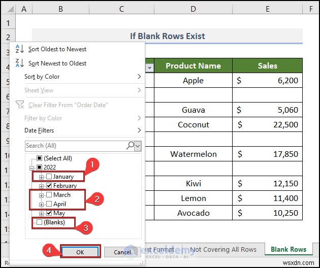 Cách khắc phục sự cố bộ lọc ngày của Excel trong báo cáo doanh số bán hàng tạp hóa 