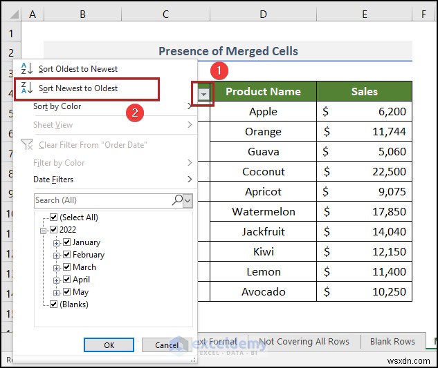 Cách khắc phục sự cố bộ lọc ngày của Excel trong báo cáo doanh số bán hàng tạp hóa 