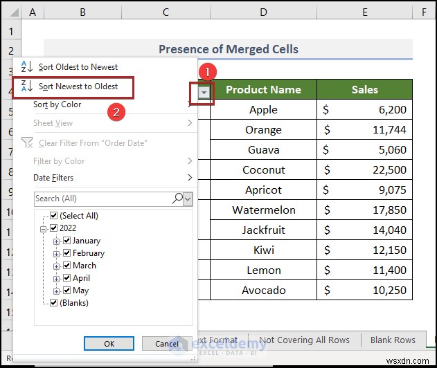 Cách khắc phục sự cố bộ lọc ngày của Excel trong báo cáo doanh số bán hàng tạp hóa 