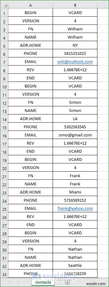Mở tệp VCF (vCard) trong Excel:2 phương pháp dễ dàng 