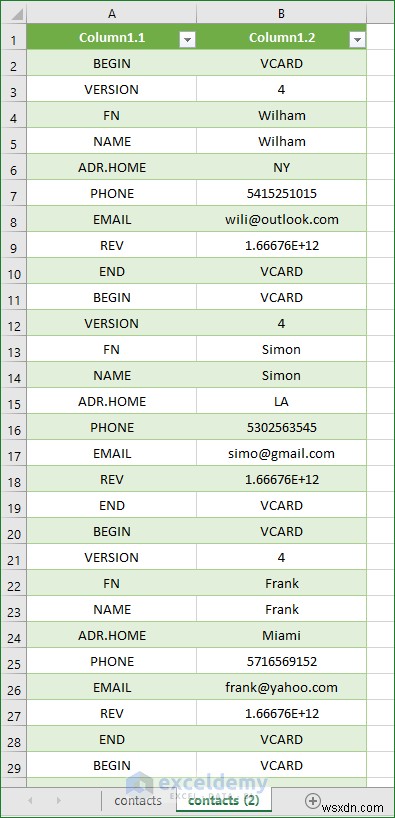 Mở tệp VCF (vCard) trong Excel:2 phương pháp dễ dàng 