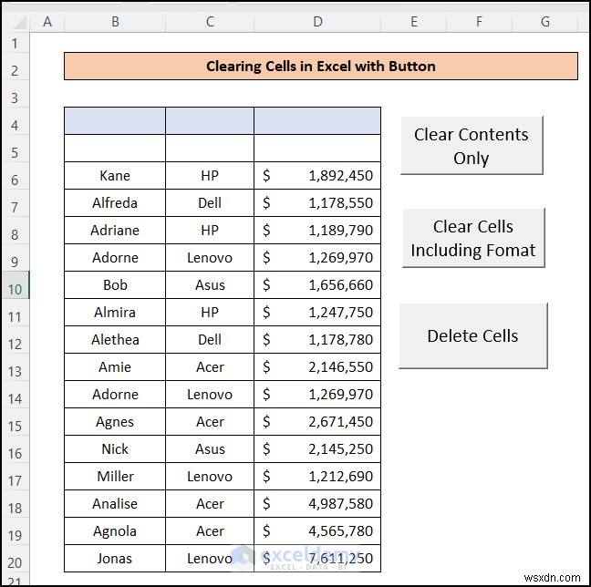 Dễ dàng xóa các ô Excel bằng nút một lần bấm:4 bước đơn giản 