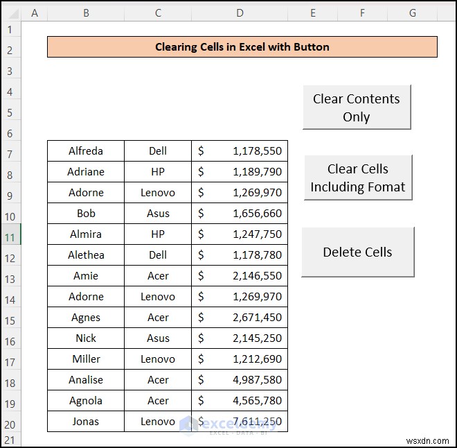 Dễ dàng xóa các ô Excel bằng nút một lần bấm:4 bước đơn giản 