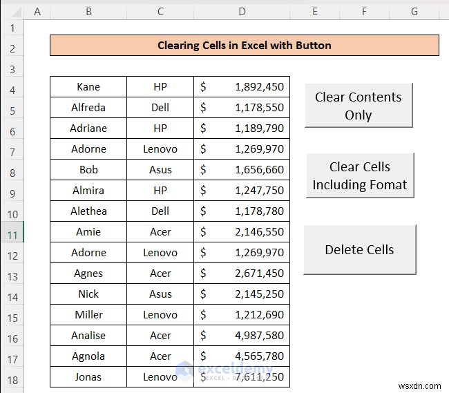 Dễ dàng xóa các ô Excel bằng nút một lần bấm:4 bước đơn giản 
