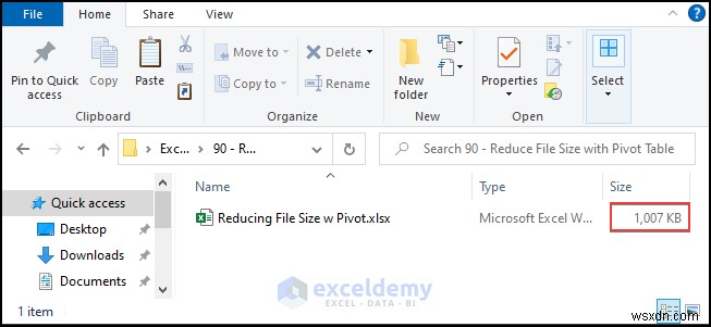 Thu nhỏ tệp Excel nhanh chóng bằng bảng tổng hợp