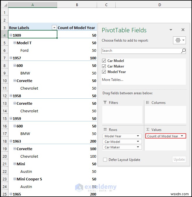 Thu nhỏ tệp Excel nhanh chóng bằng bảng tổng hợp