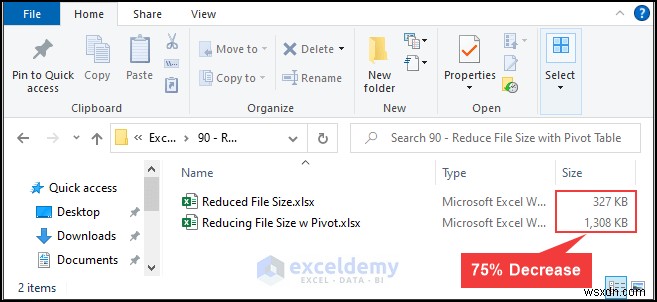 Thu nhỏ tệp Excel nhanh chóng bằng bảng tổng hợp