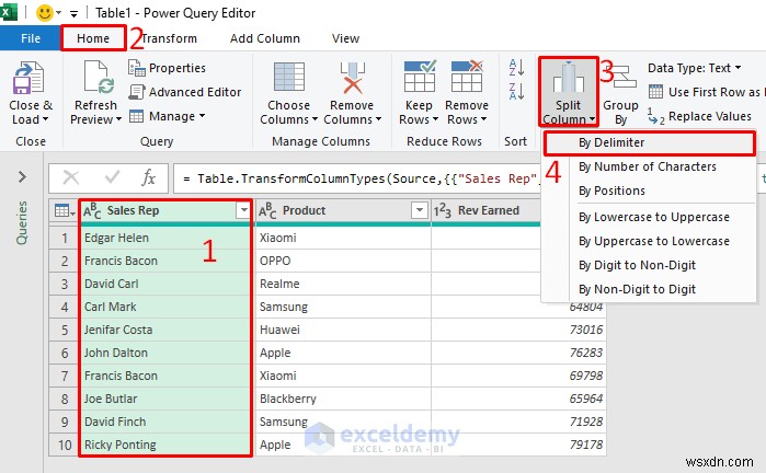 Tách cột Excel bằng Power Query:5 phương pháp dễ dàng, đã được chứng minh