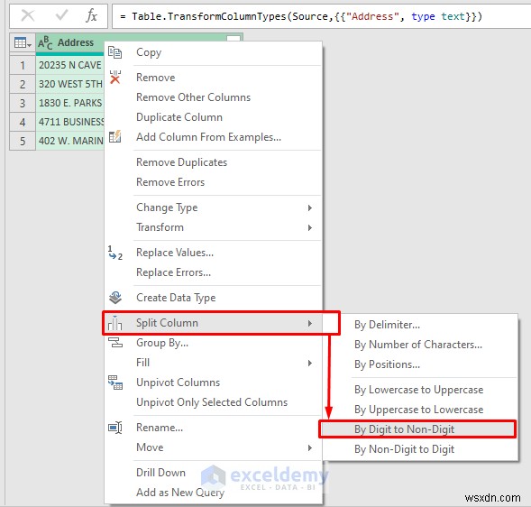 Tách cột Excel bằng Power Query:5 phương pháp dễ dàng, đã được chứng minh