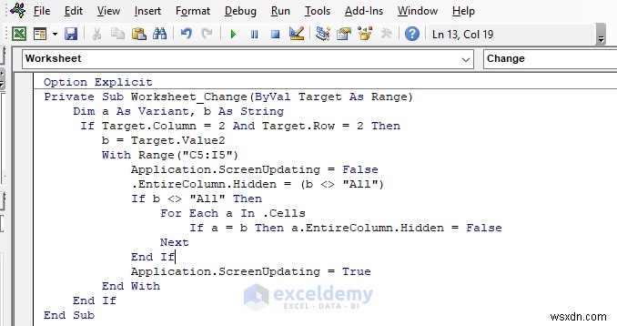 Hướng dẫn Excel:Ẩn hoặc hiển thị các cột bằng danh sách thả xuống 