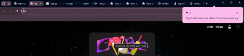 Chrome trêu chọc các tab dọc, nhắc nhở người dùng di chuyển các tab sang một bên 