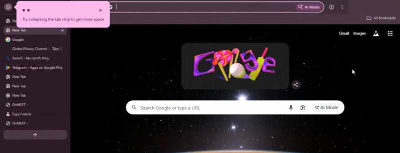 Chrome trêu chọc các tab dọc, nhắc nhở người dùng di chuyển các tab sang một bên 