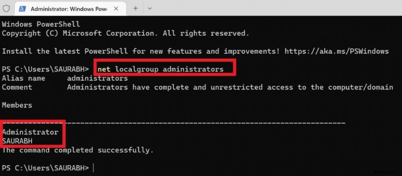 Xác minh nhanh quyền quản trị viên của bạn trên Windows 11 