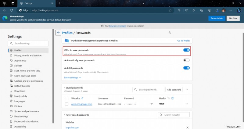 Khắc phục sự cố lưu mật khẩu Microsoft Edge trên Windows 11 &10