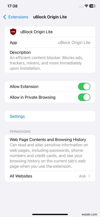 UBlock Origin Lite cho Safari trên iOS:Chặn quảng cáo mạnh mẽ &đồng bộ nhạc dễ dàng 