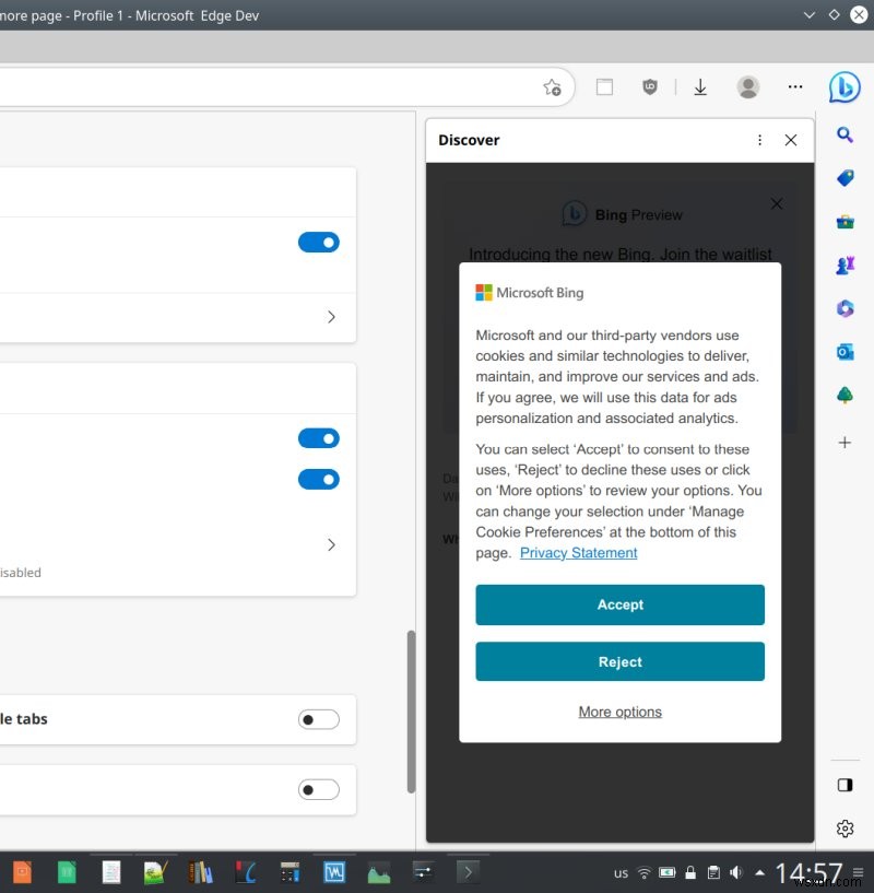 Cách tắt nút Bing/Discover trong Thanh công cụ Microsoft Edge 