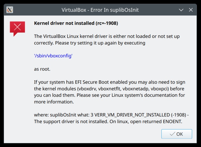 Giải quyết lỗi trình điều khiển hạt nhân VirtualBox trên Linux 