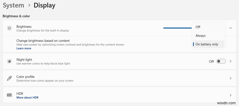 Độ sáng thích ứng của Windows 11:Tính năng có vấn đề và cách khắc phục 