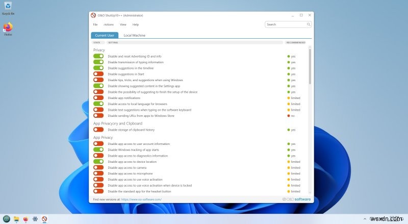 O&O ShutUp10++ &AppBuster:Phần mềm giải độc Windows 11 toàn diện 