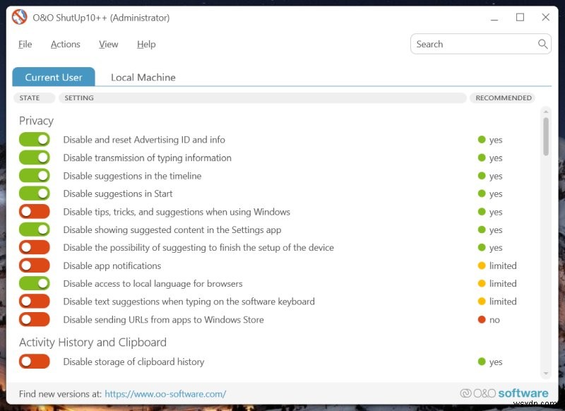 O&O ShutUp10++ &AppBuster:Phần mềm giải độc Windows 11 toàn diện 